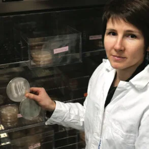 Jeanne Ropars, no seu laboratório de Saclay.
